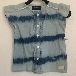 5/$25 NEW 7 for all Mankind Flutter Sleeve Top in Blue